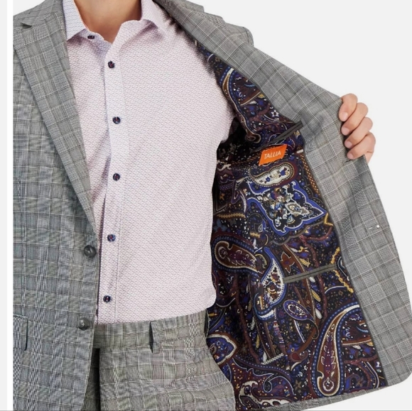 NWT Tallia Blazer Suit Coat Jacket Cream Brown Wool Blend Sportcoat 40R Large - Picture 12 of 12